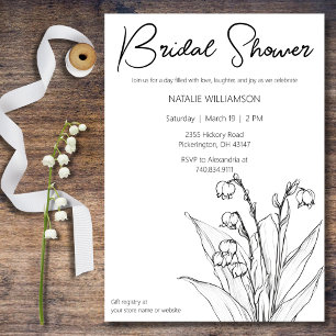 Minimalist Lily of the Valley Bridal Shower  Invitation