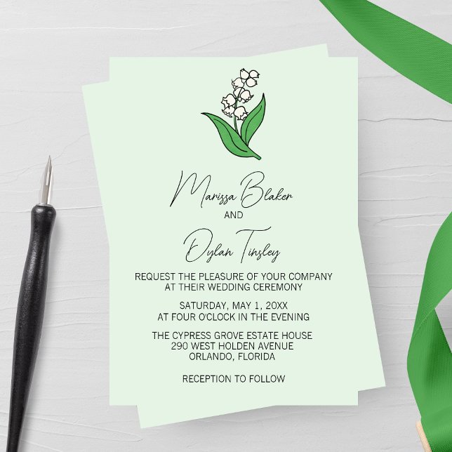 Minimalist Lily of the Valley Wedding  Invitation (Creator Uploaded)