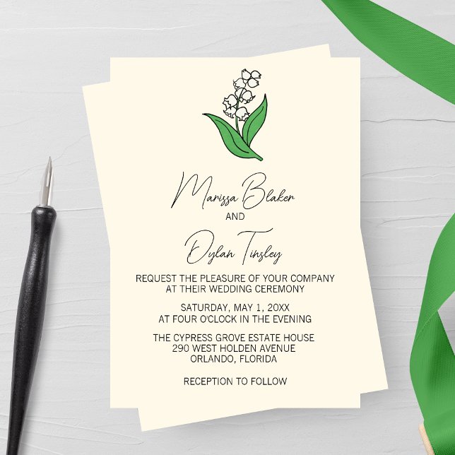 Minimalist Lily of the Valley Wedding Invitation (Creator Uploaded)