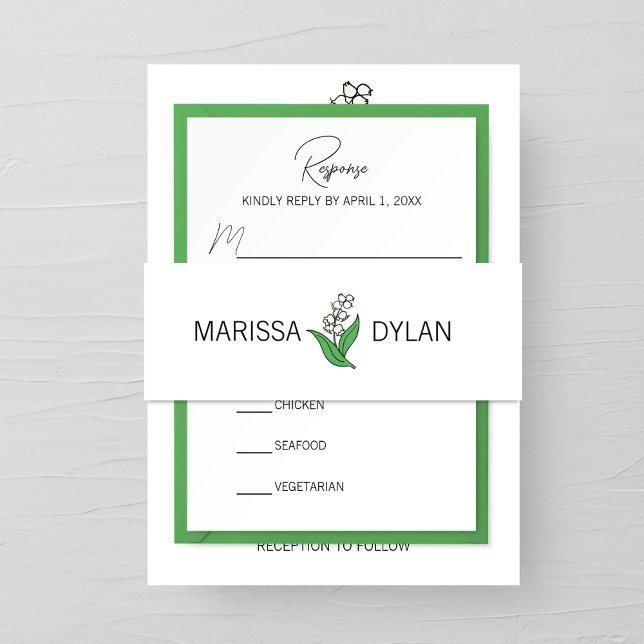 Minimalist Lily of the Valley Wedding Invitation Belly Band (Creator Uploaded)