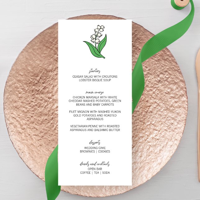  Minimalist Lily of the Valley Wedding Menu (Creator Uploaded)