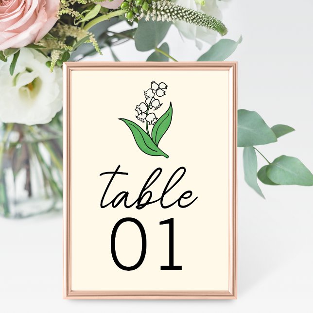 Minimalist Lily of the Valley Wedding Table Number (Creator Uploaded)