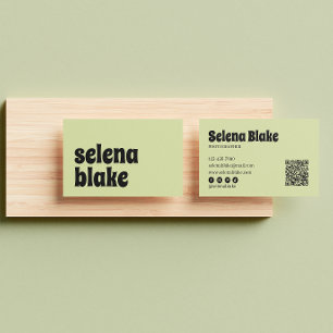 Minimalist Lime colour Modern QR Code Business Card