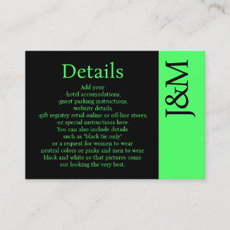 Minimalist Lime Green Enclosure Details Card