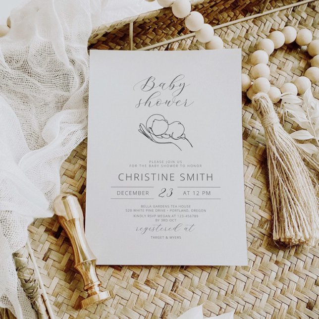 Minimalist Line Art Baby Shower Invitation (Creator Uploaded)
