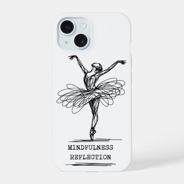Minimalist Line Art Ballerina Dance Design iPhone 15 Case (Back)