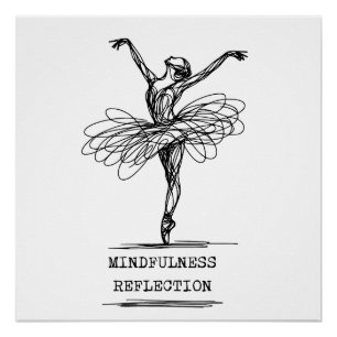 Minimalist Line Art Ballerina Dance Design Poster