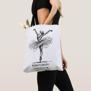 Minimalist Line Art Ballerina Dance Design Tote Bag