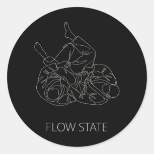 Minimalist Line Art BJJ Brazilian Jiu Jitsu Flow Classic Round Sticker