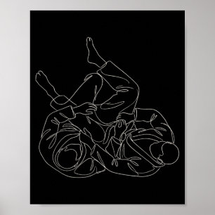 Minimalist Line Art BJJ Brazilian Jiu Jitsu Poster