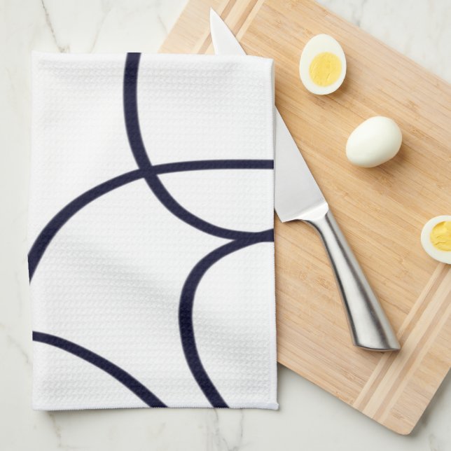 Minimalist Line Art Black and White Tea Towel (Quarter Fold)