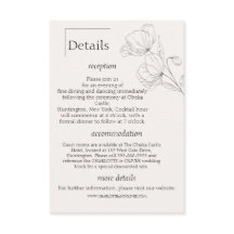 Minimalist Line Art Botanical Wedding Details Card