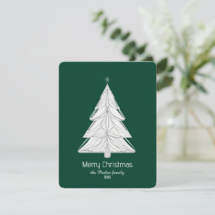 Minimalist Line-Art Christmas Tree with Geometric Holiday Card