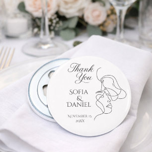 Minimalist Line Art Couple illustration  Wedding  Bottle Opener