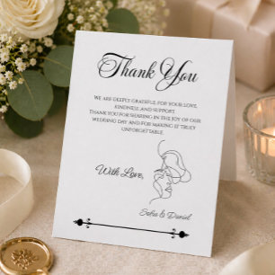 Minimalist Line Art Couple illustration Wedding Thank You Card