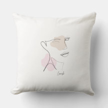Minimalist Line Art Face Throw Pillow - Aesthetic