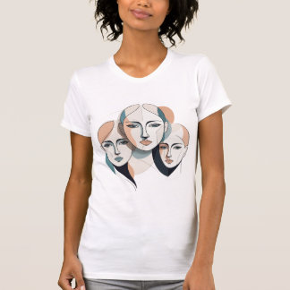 Minimalist Line Art Faces – Elegant & Modern Vecto T-Shirt