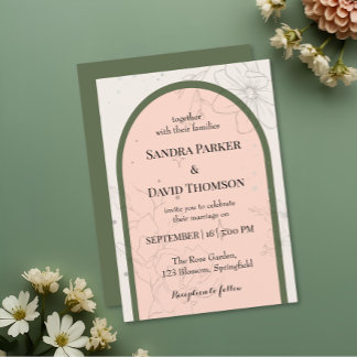 Minimalist Line Art Floral Arch Wedding  Invitation