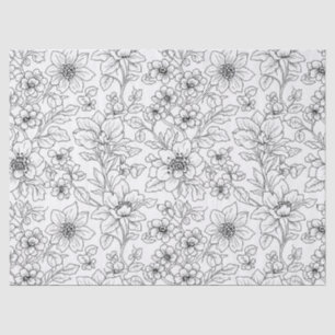 Minimalist Line Art Floral Seamless Pattern (9) Tissue Paper