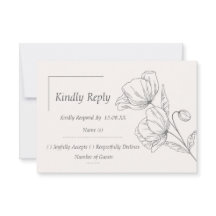 Minimalist Line Art Floral Wedding RSVP Reply Card