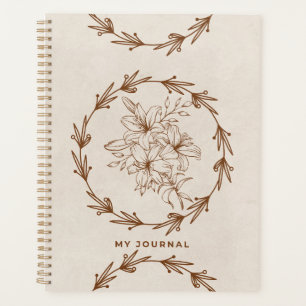 Minimalist Line-Art Floral Wreath & Cream Planner