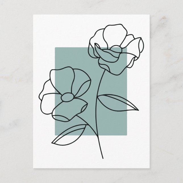 Minimalist line art flower postcard (Front)