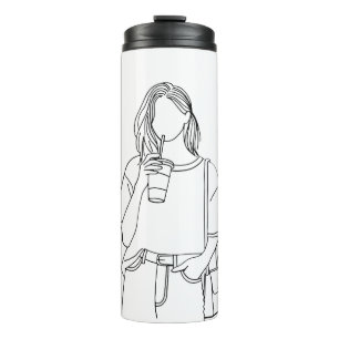 Minimalist Line Art Girl Tumbler