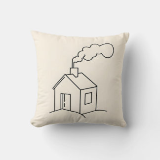 Minimalist Line Art Illustration of a Cosy House Cushion