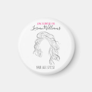 Minimalist Line Art Long Wavy Natural Hair Stylist Magnet