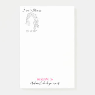Minimalist Line Art Long Wavy Natural Hair Stylist Post-it Notes