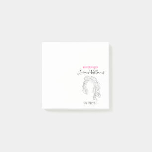 Minimalist Line Art Long Wavy Natural Hair Stylist Post-it Notes