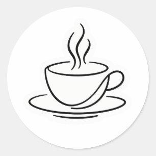 Minimalist Line Art Steaming Coffee Cup Sticker