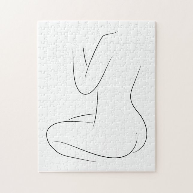 Minimalist Line Art Woman Body Modern Illustration Jigsaw Puzzle (Vertical)