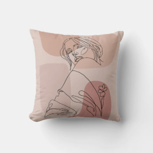 Minimalist Line Art Woman Drawing Fashion Art Cushion