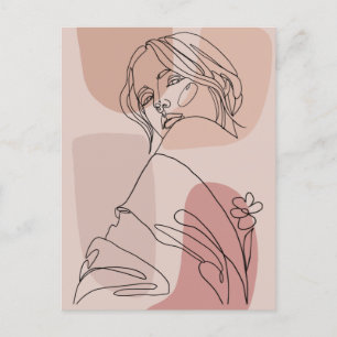 Minimalist Line Art Woman Drawing Fashion Art Postcard