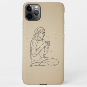 Minimalist Line Art Woman with Coffee Cozy Aesth iPhone 11Pro Max Case