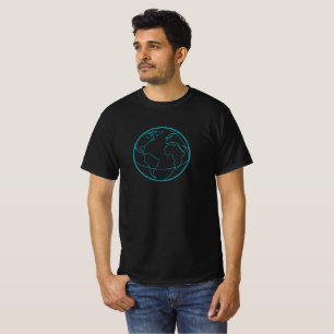 Minimalist Line Art World Globe Earth T-Shirt