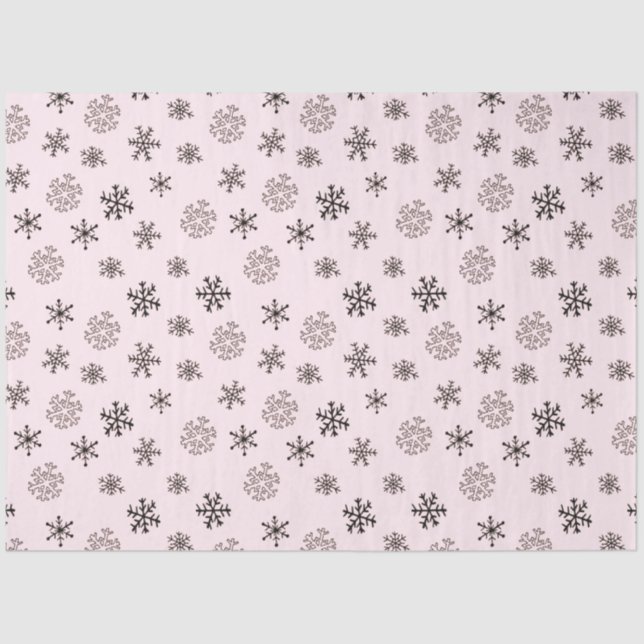 Minimalist Line Drawing Snowflakes Christmas Tissue Paper (Front)