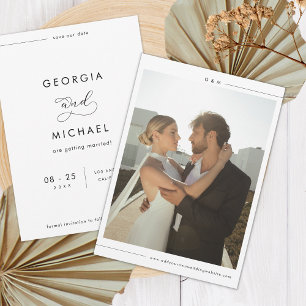 Minimalist Line   Elegant Modern Photo Wedding Save The Date