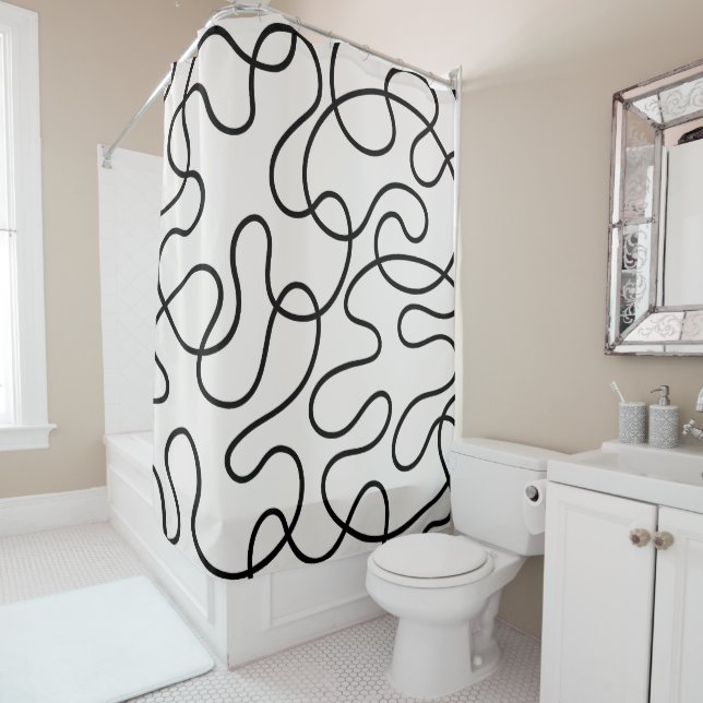 Minimalist Line Weave Shower Curtain (In Situ)