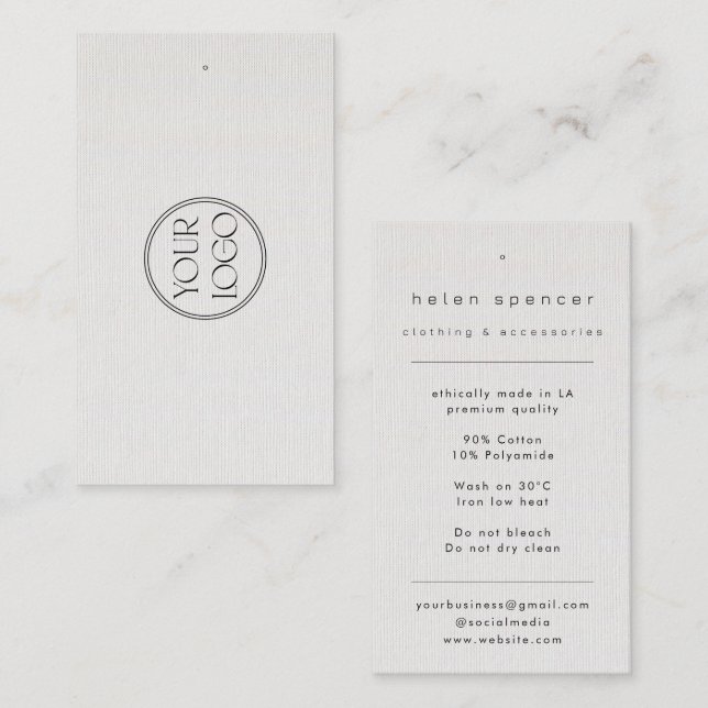 Minimalist Linen Texture Clothing Tag (Front/Back)