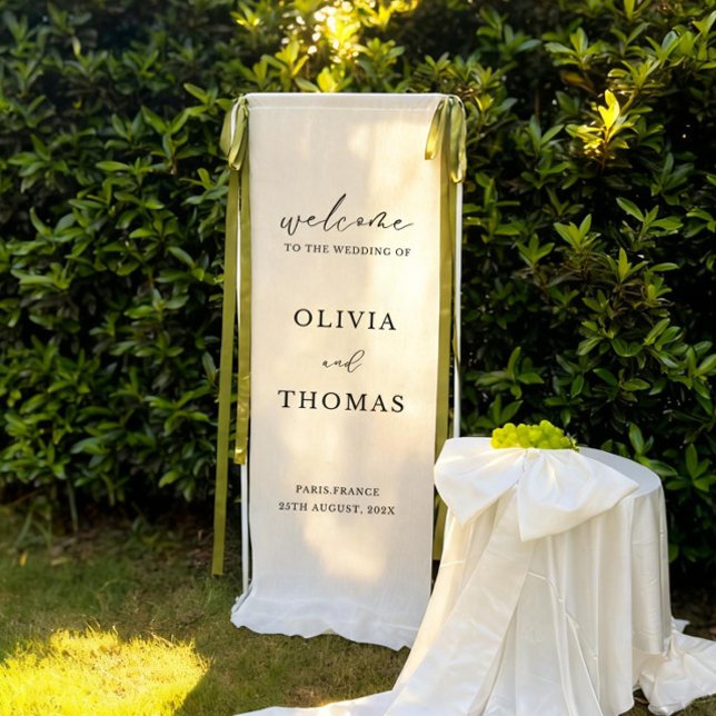 Minimalist Linen Wedding Welcome Sign – Custom  (Creator Uploaded)