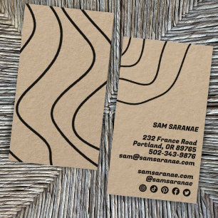 Minimalist Lines Abstract Kraft Unique Graphic  Business Card