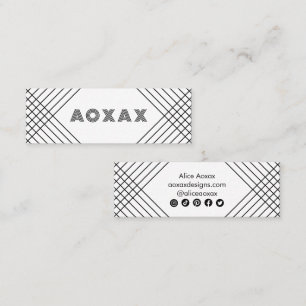 Minimalist Lines Abstract Shapes Unique Graphic BW Mini Business Card