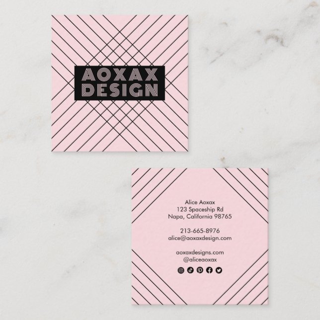 Minimalist Lines Abstract Shapes Unique Graphic  Square Business Card (Front/Back)