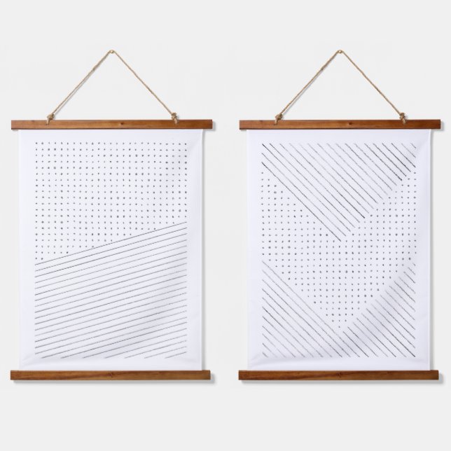 Minimalist lines and dots hanging tapestry (Double)
