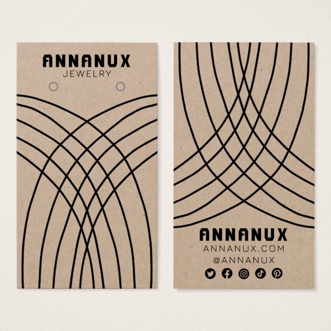 Minimalist Lines Earring Jewellery Display KRAFT (Front & Back)