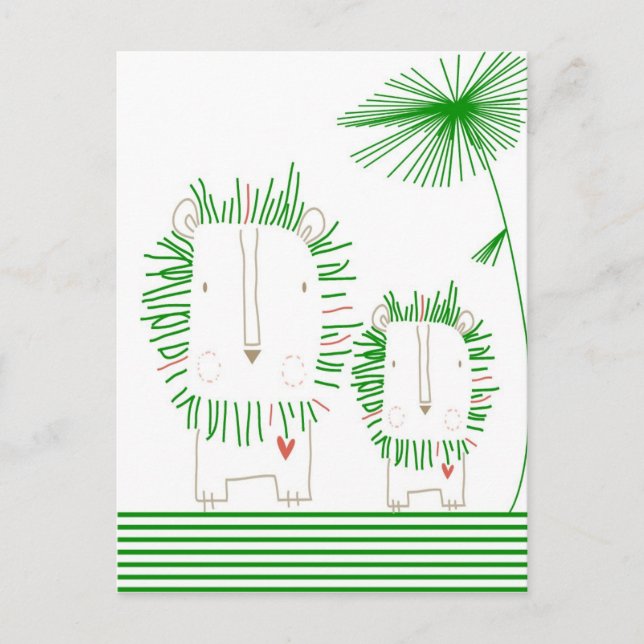 Minimalist Lion - Green Postcard (Front)