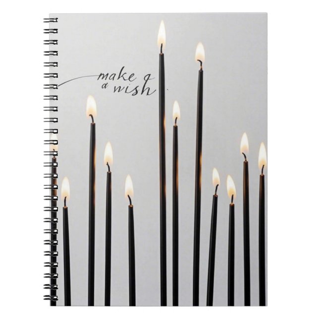 Minimalist lit black-line candles flames notebook (Front)