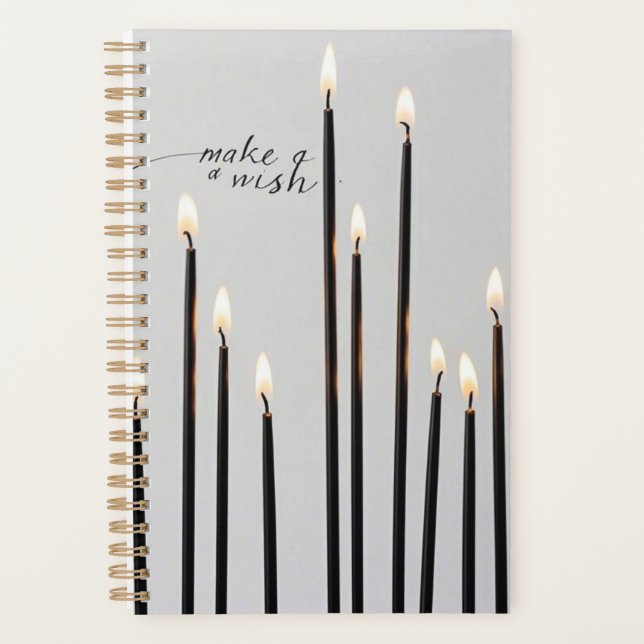 Minimalist lit black-line candles flames planner (Front)